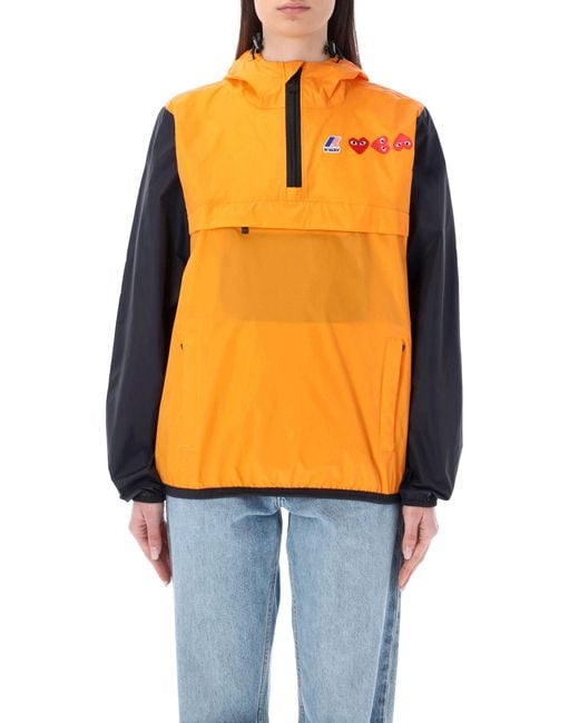 COMME DES GARÇONS PLAY Orange Bicolor Waterproof Hooded Jacket
