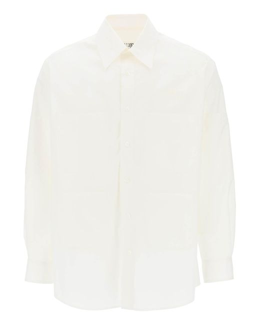 MM6 by Maison Martin Margiela "poplin Multi Pocket Shirt in het White voor heren