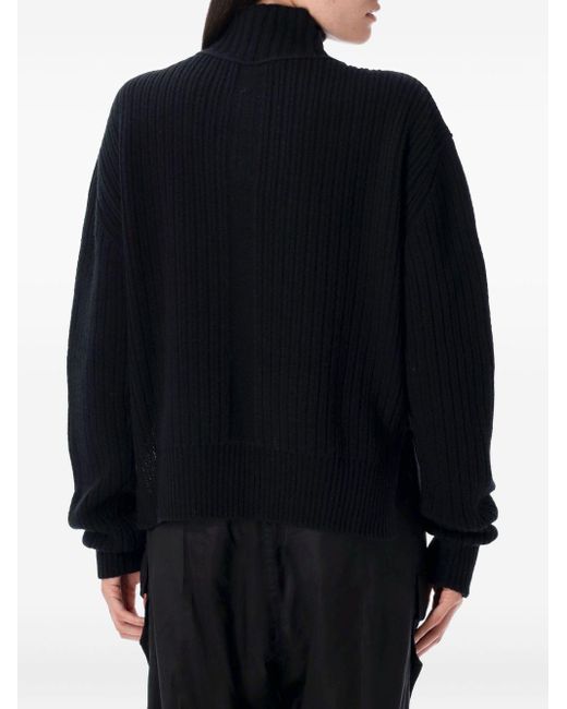 Rick Owens Blue Wool Turtle Neck Jumper