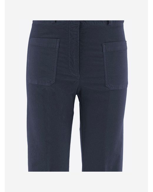 QL2 Donna Blue Stretch Cotton Velvet Pants