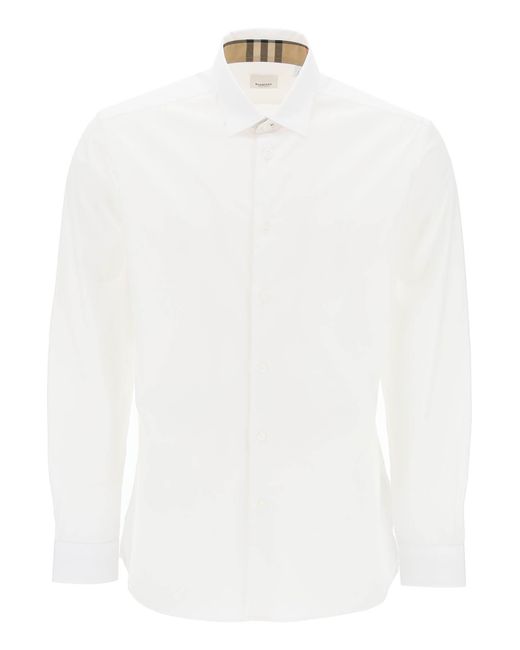 Burberry Sherfield -shirt In Stretch Katoen in het White voor heren