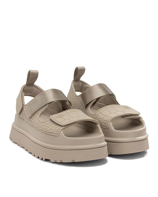 Ugg Gray "Goldenglow Embossed" Low Sandals