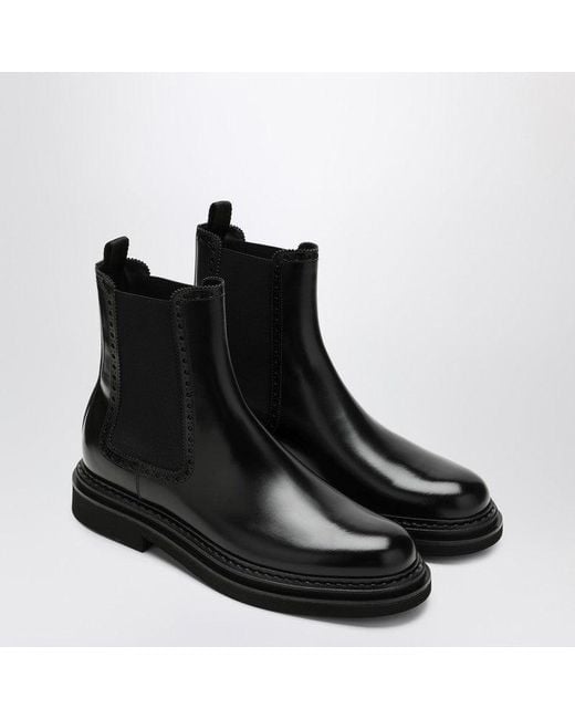 Dolce & Gabbana Black Leather Ankle Boot for men