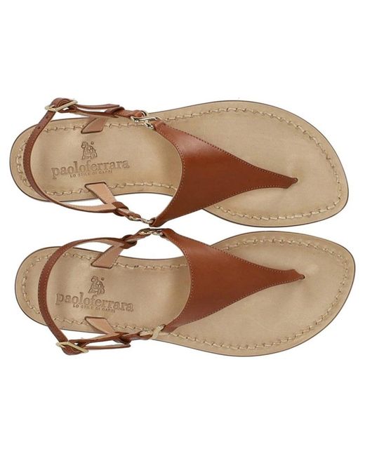 Paolo Ferrara Brown Thong Sandal