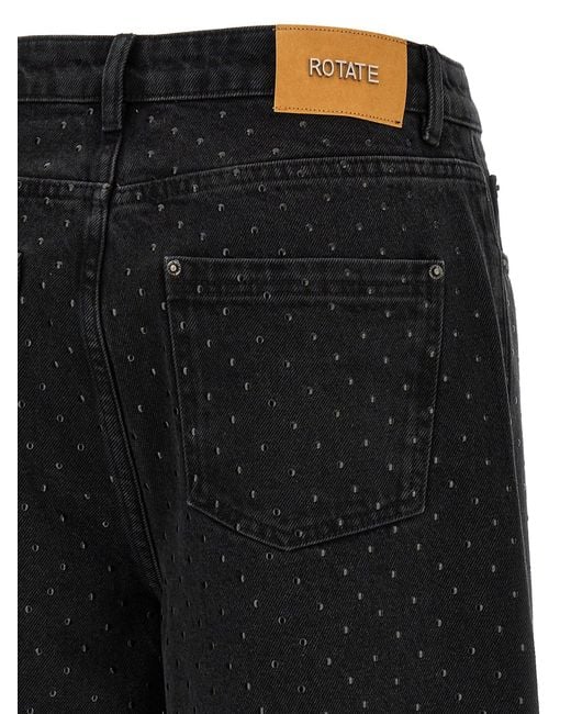 ROTATE BIRGER CHRISTENSEN Black Garment-Dyed Jeans With Tone-On-Tone Studs