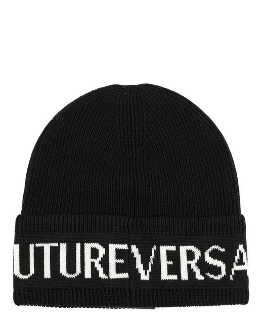 Versace Jeans Couture Black Wool And Acrylic Beanie for men
