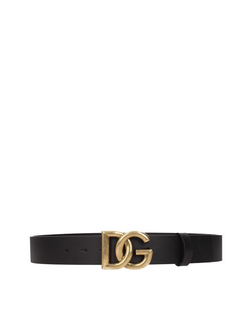 Dolce & Gabbana Black Männer 's Ledergürtel Schwarz/Gold