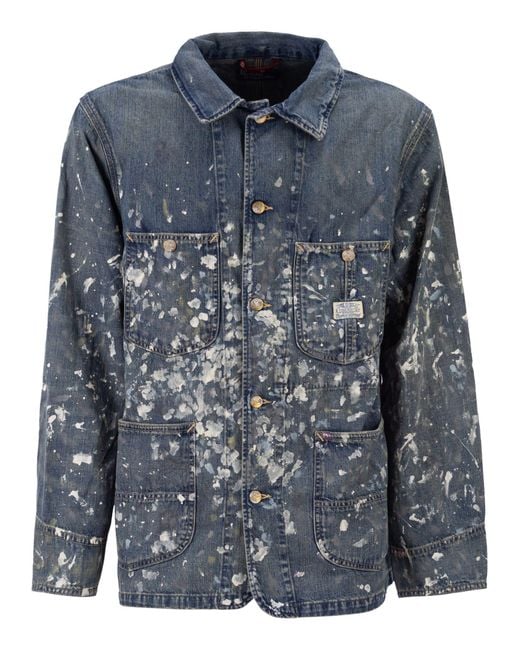 Polo Ralph Lauren Blue Limited Edition Hand Painted Jacket for men