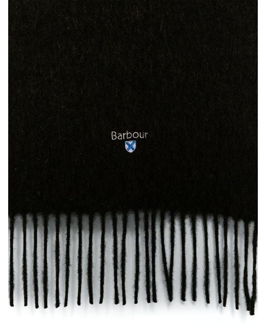 Barbour Black Plain Lambswool Scarf