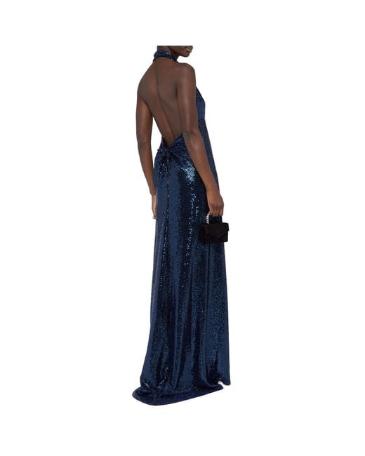 Blanca Vita Blue Sequin-embellished Long Dress