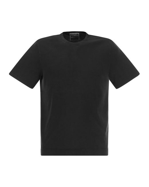 Fedeli Crew Neck -Baumwoll -T -Shirt in Black für Herren
