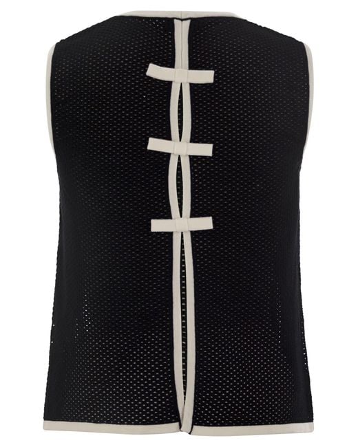 Elisabetta Franchi Black Crew-Neck Mesh Top