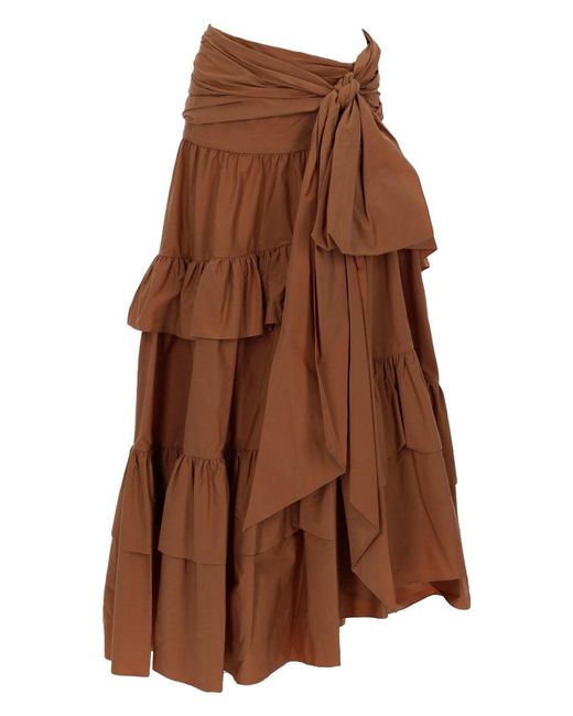 Chloé Brown Tiered Ruffled Maxi Skirt