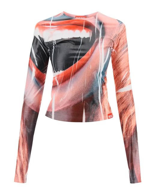 DIESEL Multicolor Long-sleeve Top With Smile Print