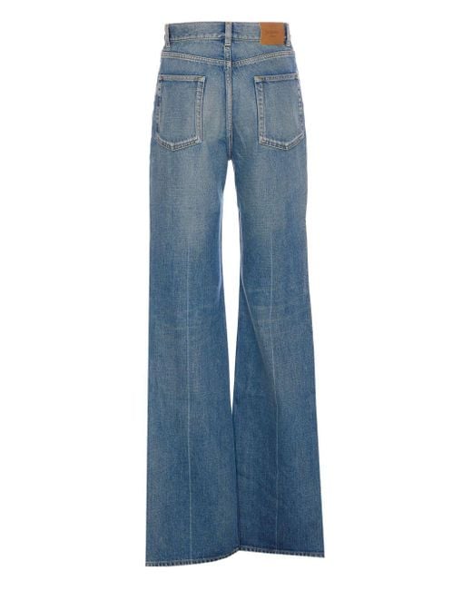 Saint Laurent Blue Flared Leg Cotton Jeans