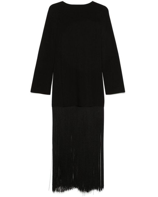 Khaite Black Paley Fringed Dress