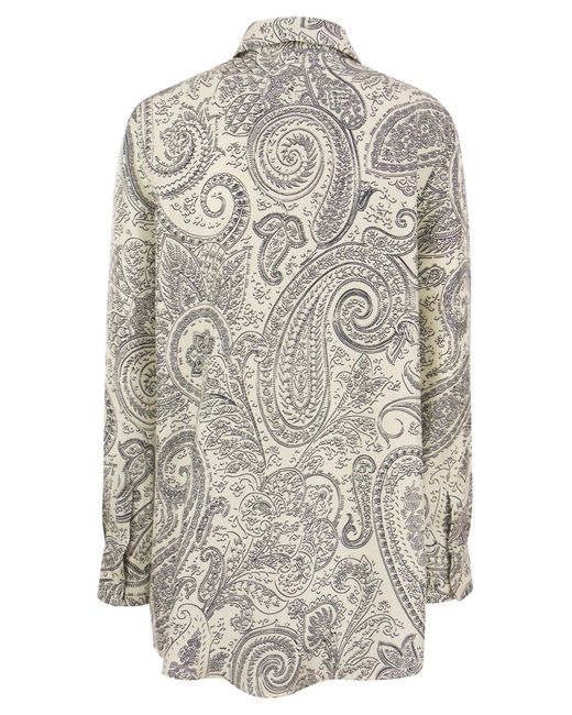 Camisa de seda con estampado de Paisley Etro de color Gray
