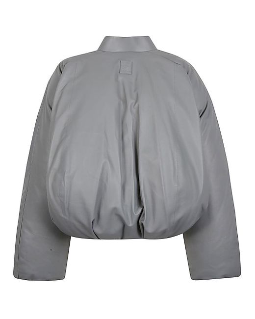 Loewe Gray Leather Padded Bomber Jacket
