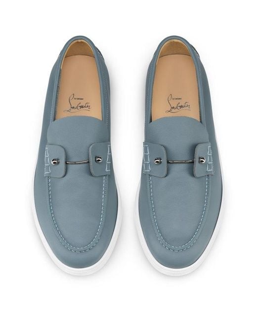 Christian Louboutin Grau Kalbsleder Mokassin Sneakers in Blue für Herren