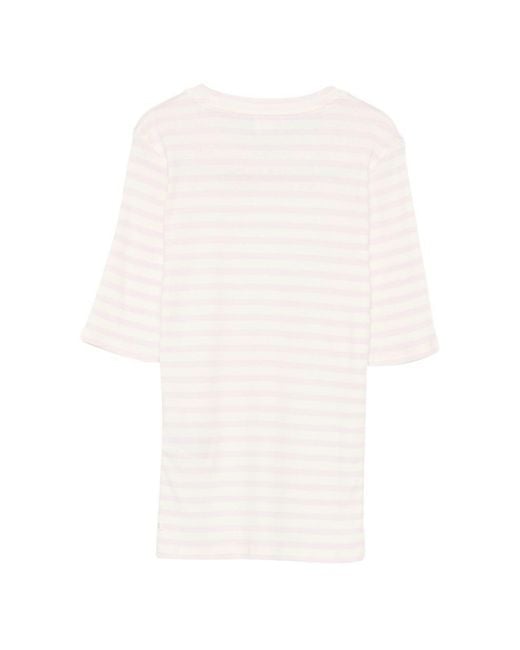 Closed White Striped Cotton Blend Sweater