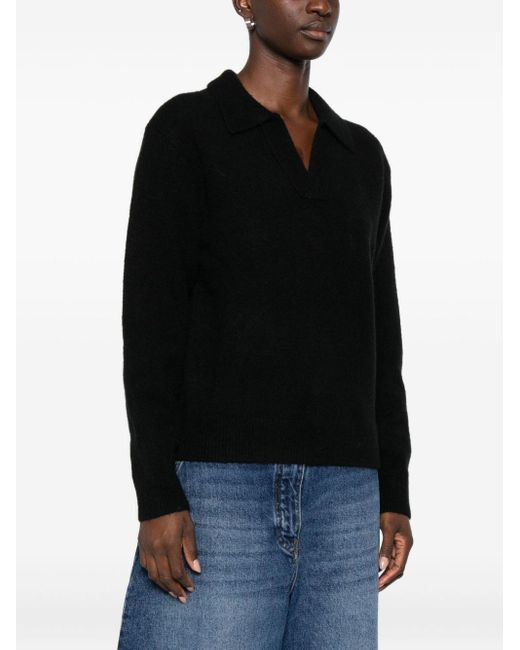 DUNST Black Wool Blend Polo Sweater