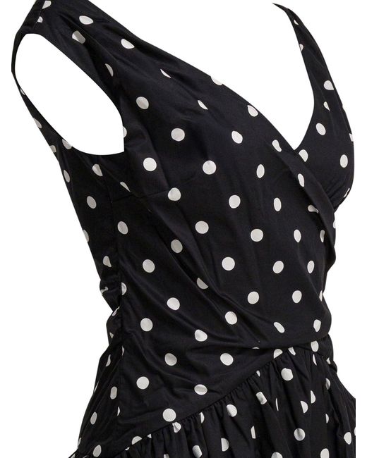 Self-Portrait Black Polka Dot Flared Dress
