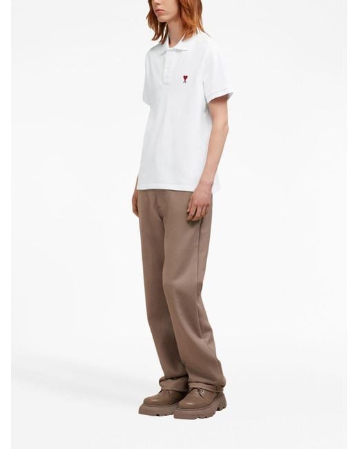 AMI Poloshirt Met Logo in het White voor heren