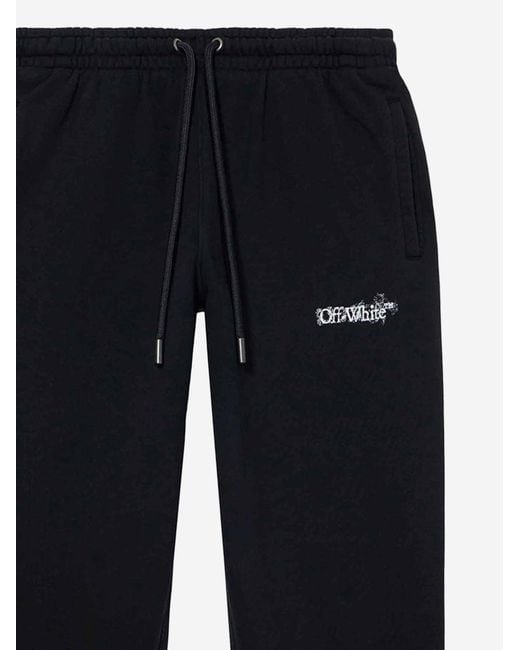 Off-White c/o Virgil Abloh Blue Sporty Cotton Pants With Contrast Logo Print for men