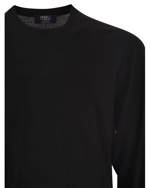Fedeli Black Argentina Crew Neck Sweater for men