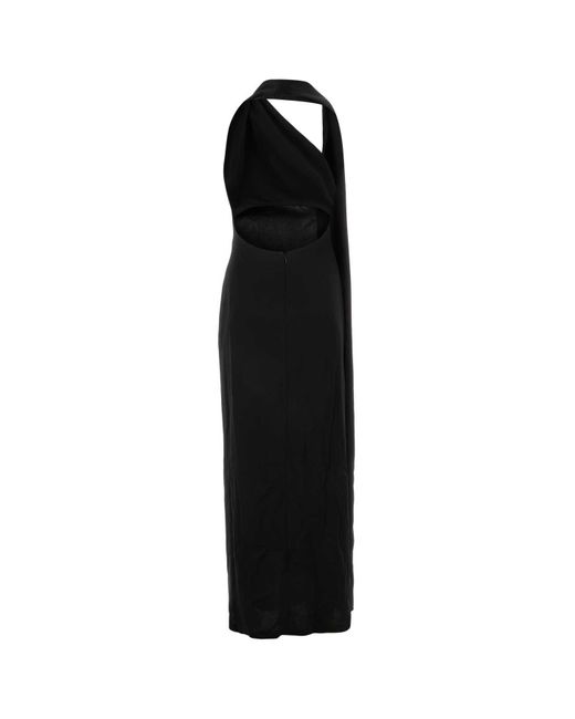 Loewe Black Satin Long Dress