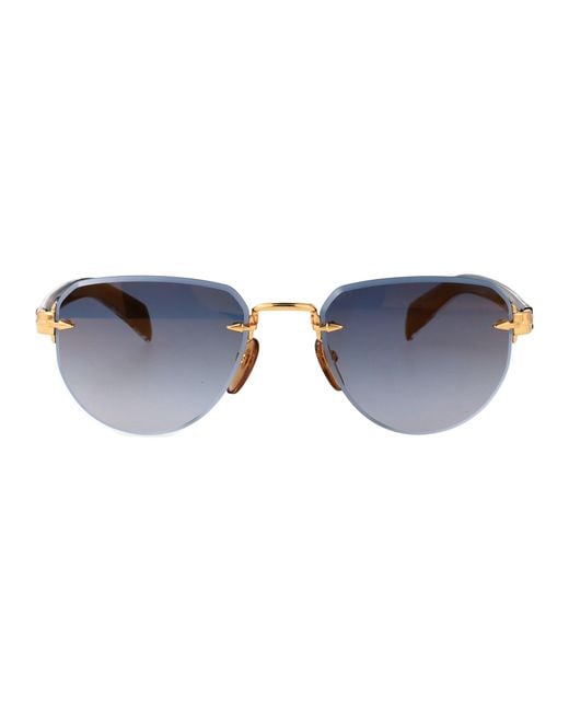 David Beckham Blue Aviator Sunglasses Db 7144/S Rhl for men