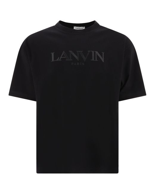 Maglietta con logo ricamato di Lanvin in Black da Uomo