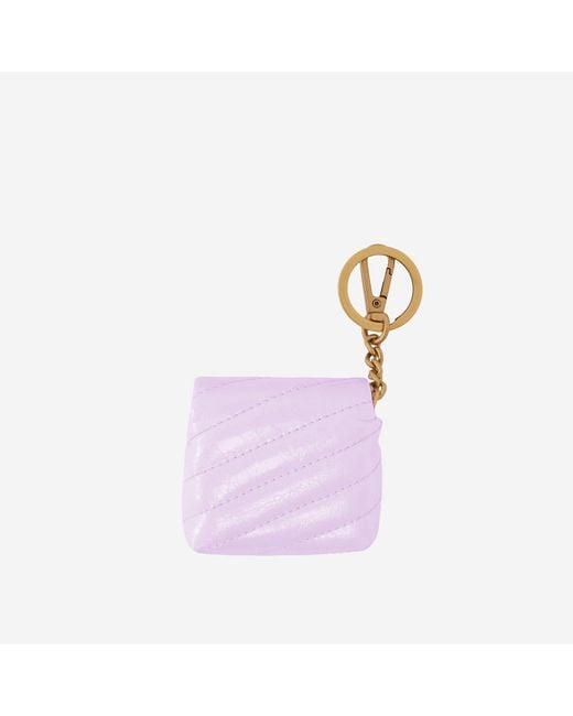 Pinko Pink Glossy Leather Airpods Love Bag Puff Case