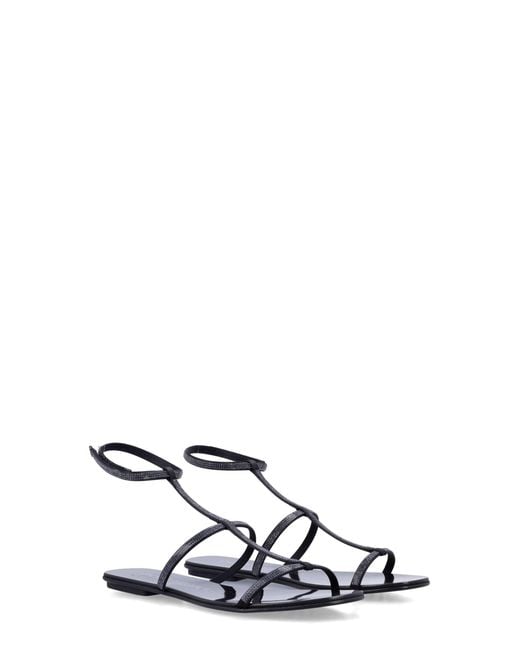 Pedro Garcia Metallic Elegant Flat Sandals With Delicate Straps