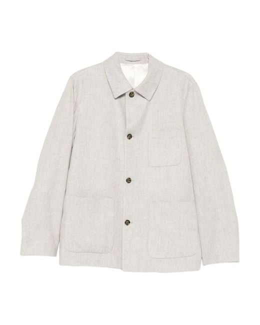 Lardini White Jacket With Patch Pockets