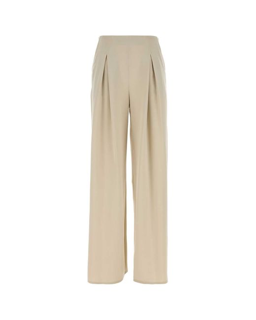 Max Mara Natural Sand Stretch Satin Palude Palazzo Pant