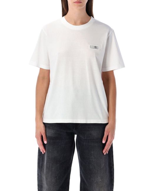 MM6 by Maison Martin Margiela White Mm6 Cotton Logo T-Shirt