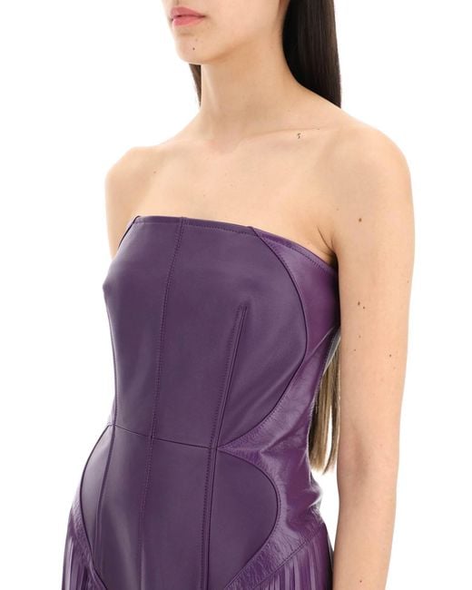 Versace Franing Lederen Minidress in het Purple