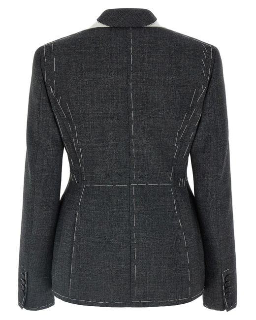 Moschino Black Embroidered Canvas Blazer