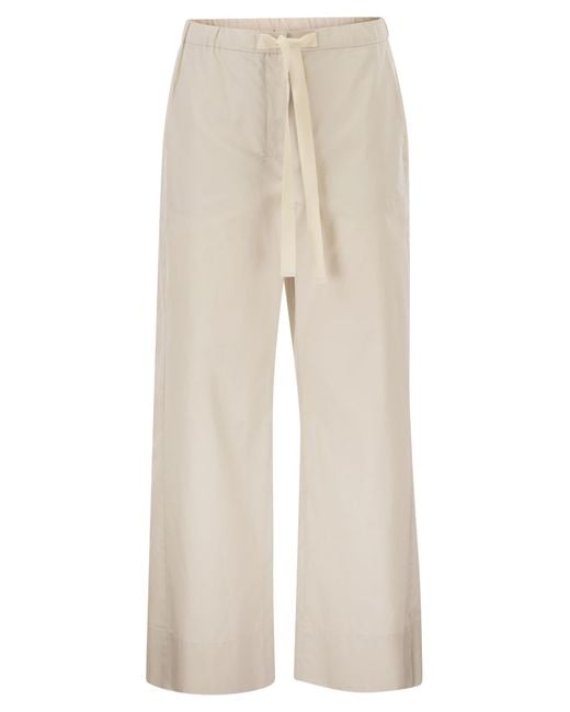 Max Mara Natural Smmargento Cotton Drawstring Trousers