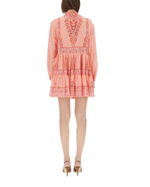 Etro Red Paisley-Print Mini Dress