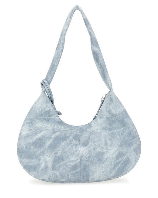 Ganni Blue Medium "Bleached" Hobo Bag