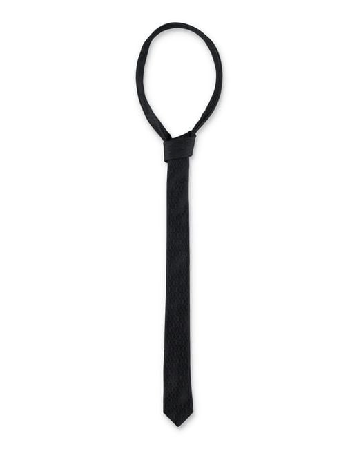 Saint Laurent Black Thin Monogram Tie for men