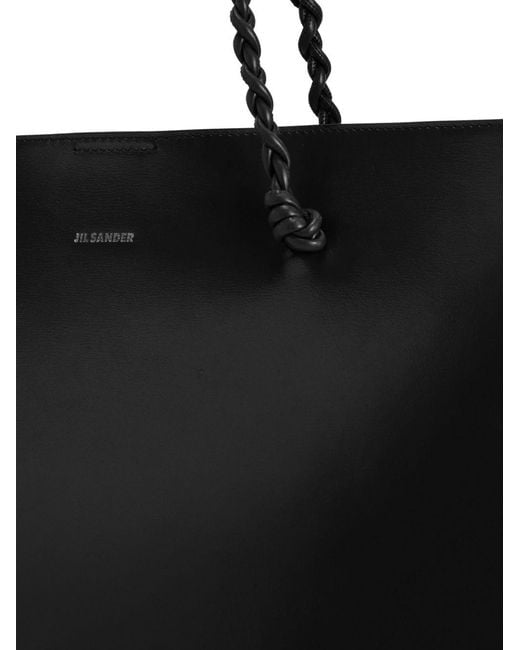 Jil Sander Black Tangle Leather Shopping Bag