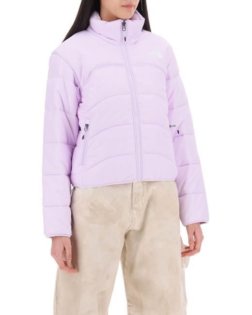 The North Face De 'elementen' North Face Short Puffer Jacket in het Purple