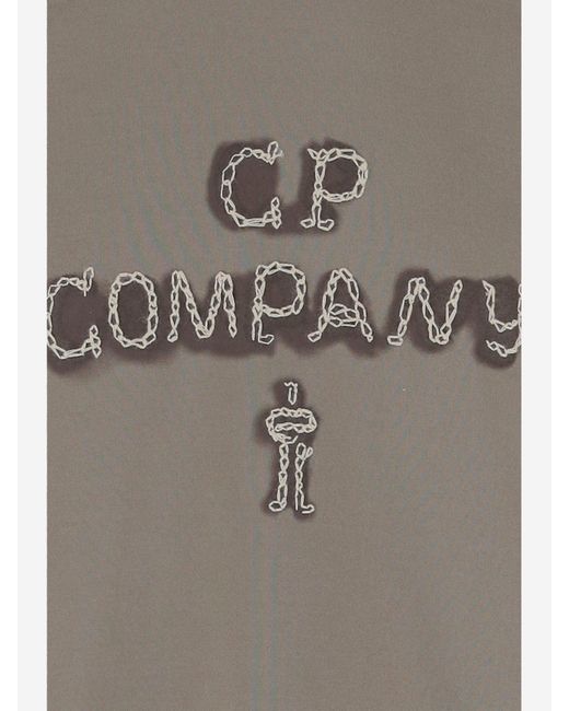 C P Company Gray Cotton Logo T Shirt