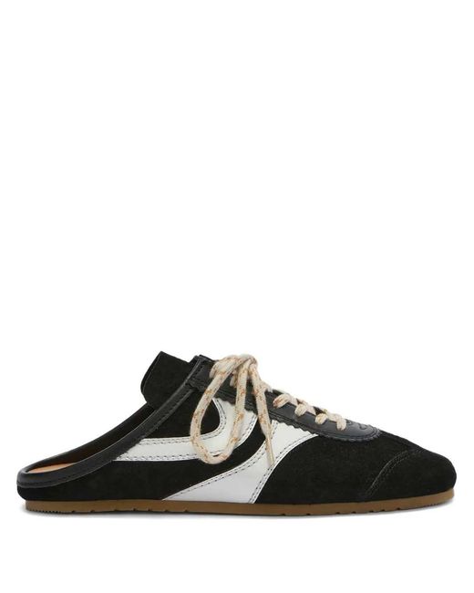 Dries Van Noten Black Suede-Stripe Sneaker Mules
