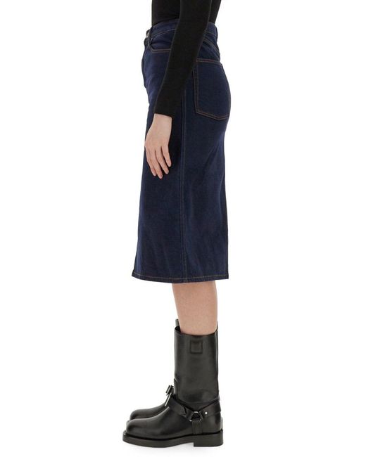 Burberry Blue Elegant Denim Skirt Size 8 Uk