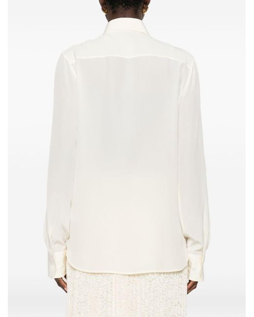 Ermanno Scervino White Embroidered Silk Shirt