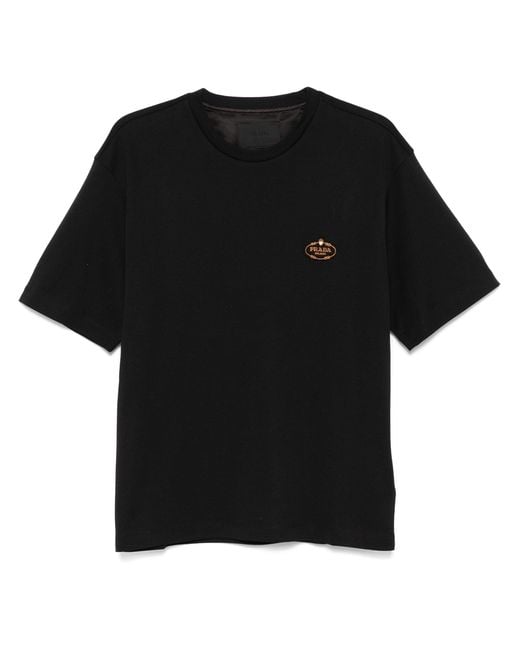 Prada Black Logo-Patch T-Shirt for men
